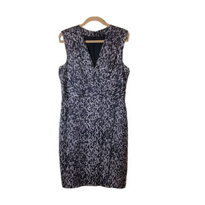 Ann Taylor Loft Dress Sz 14 Silk Blend Surplice Bodice Sleeveless Animal‎ Print